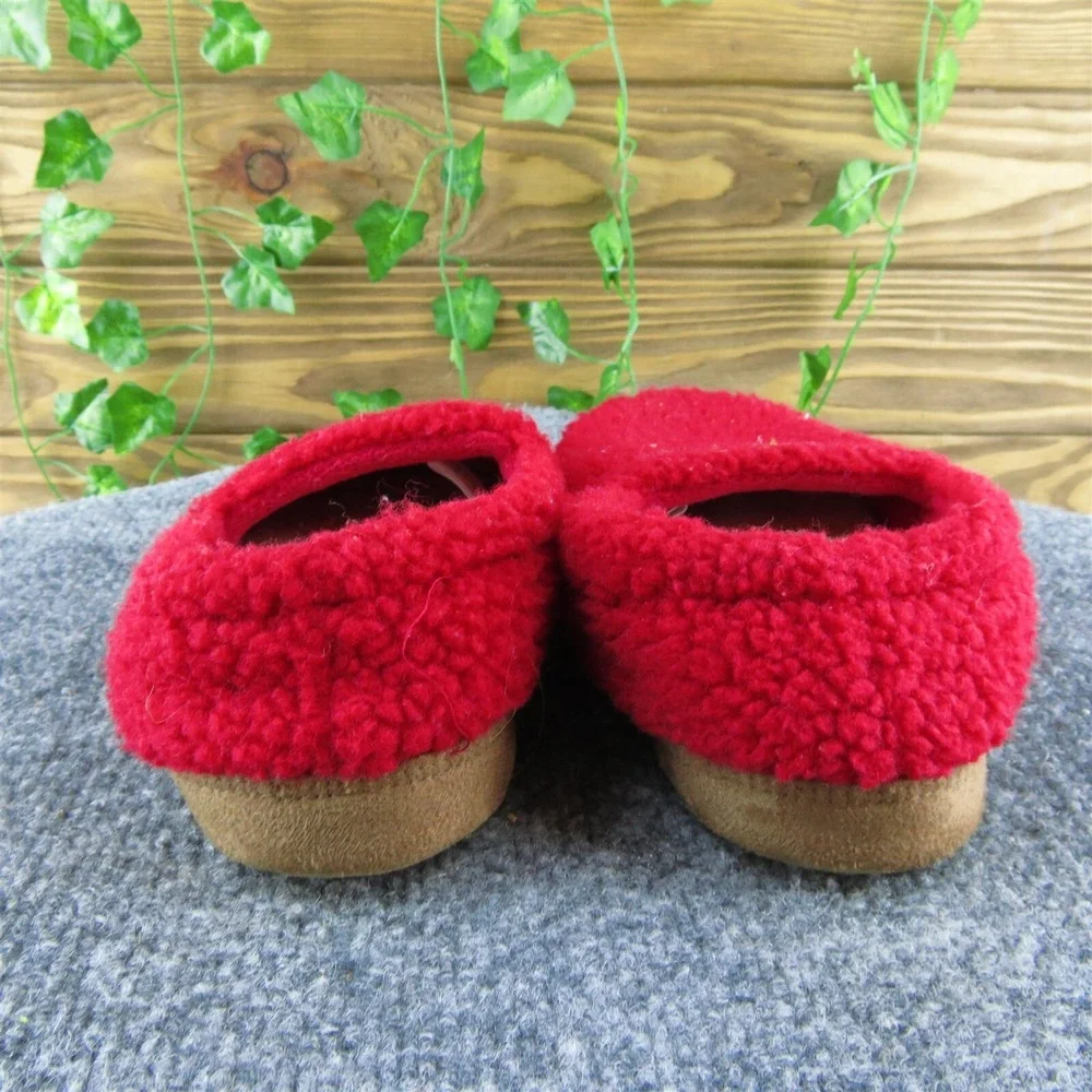 Lands' End Boys Slip-On Shoes Slipper‎ Red Fabric Slip On Size Y 2 Medium